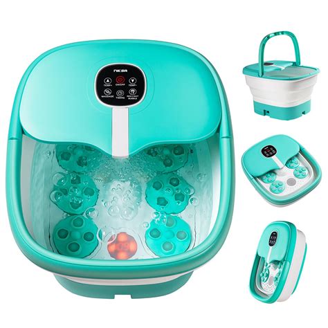 Niksa Foot Spa Massager with Heat Bath Motorized Massage Rollers, Collapsible Foot Spa Bath ...