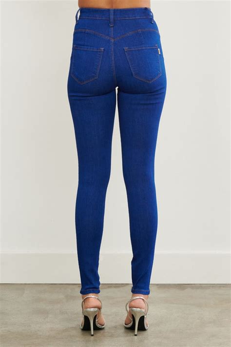 Vibrant Super High Waisted Skinny Jeans Blue