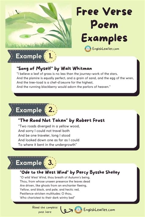 Free Verse Poem Examples - EnglishLeaflet