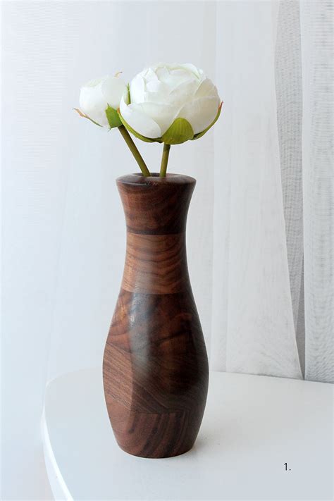 Wooden Flower Vase Rustic One Stem Wedding Table Centerpiece Etsy