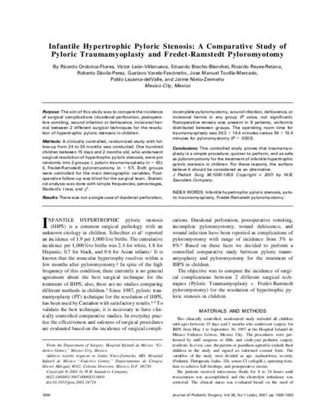 Pdf Infantile Hypertrophic Pyloric Stenosis A Comparative Study Of