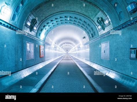 The Old Elbtunnel From Inside The Tunnel Connects Landungsbruecken And