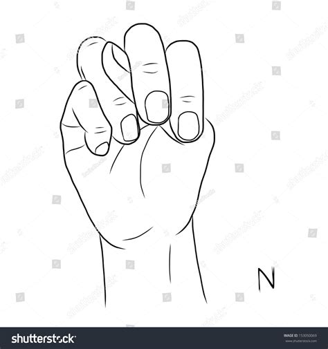 Sign Language Alphabetthe Letter N Stock Vector Royalty Free