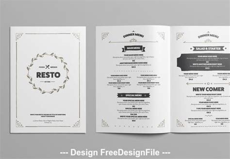 Black and white restaurant menu vector free download