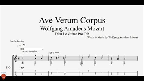 Mozart Ave Verum Corpus Guitar Tutorial Tab Youtube