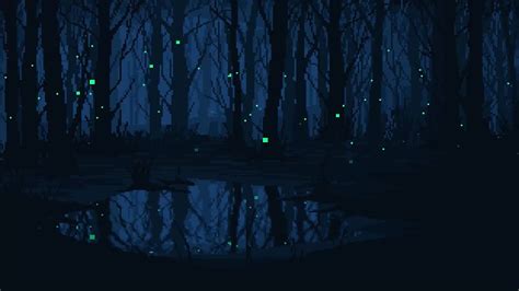 Fireflies In The Forest Pixel Live Wallpaper - WallpaperWaifu