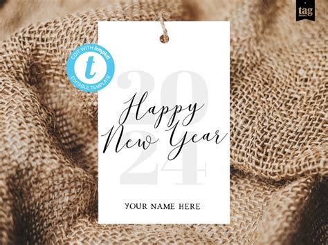 HAPPY NEW YEAR Gift Tag Printable New Year Wishes Editable Treat Tag