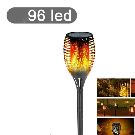 Led True Flame Solar Torch Light Warm White Flickering Garden Lamp