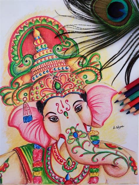 Lord Ganesh 🙏 | Drawing sketches, Sketches, Nature art painting