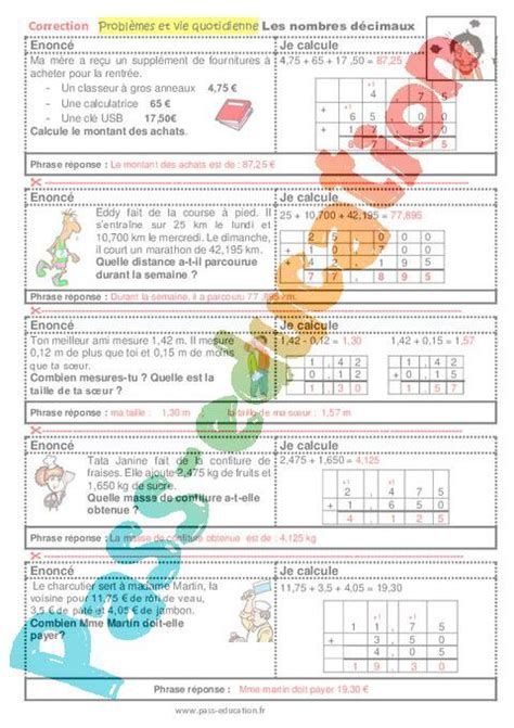 Les Nombres Décimaux Cm1 Cm2 6ème Segpa Erea Problèmes Et Vie Quotidienne Pdf à