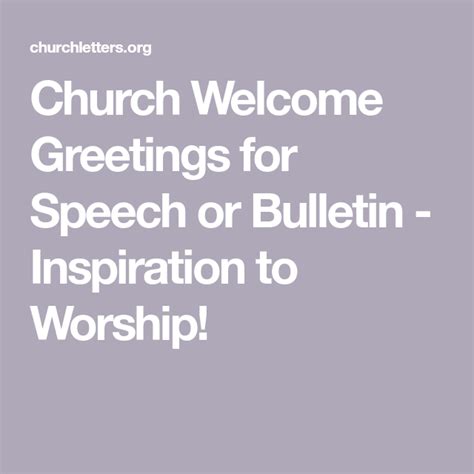 Church welcome speech sample – Artofit