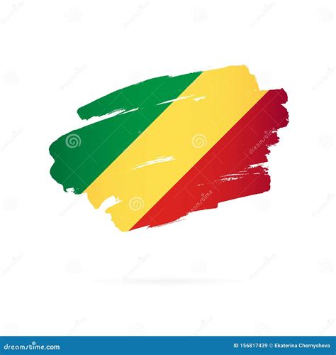 Flag Of The Republic Of Congo Vector Illustration Brush Strokes Stock