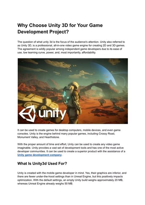 PPT Why Choose Unity 3D For Your Game Development Project PowerPoint