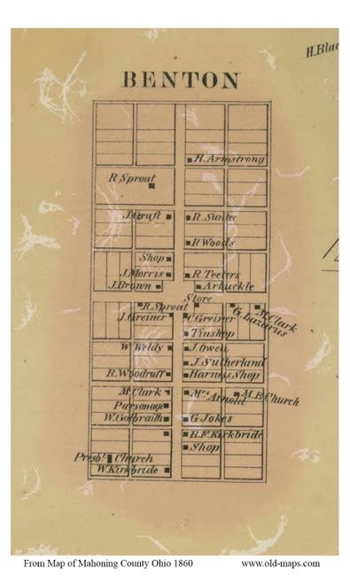 Benton Mahoning Co Ohio 1860 Old Town Map Custom Print Mahoning