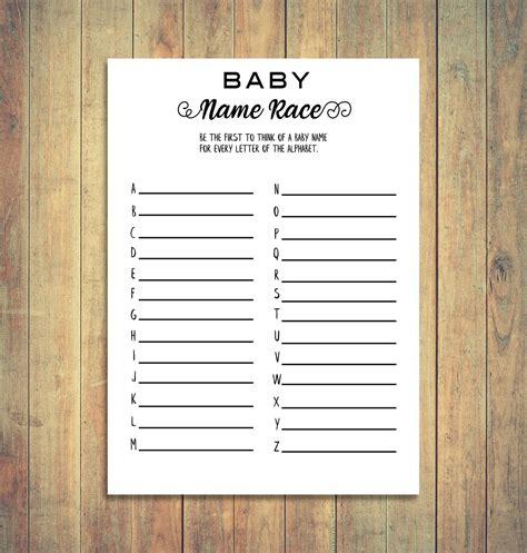 Baby Name Race Baby Shower Name Race Game Gender Neutral Etsy