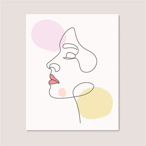 Beauty Woman Cute Girls Abstract Face One Line Art Single Line Drawing