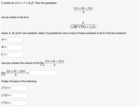 Solved Point Let F X Vx Then The Expression F X H F X