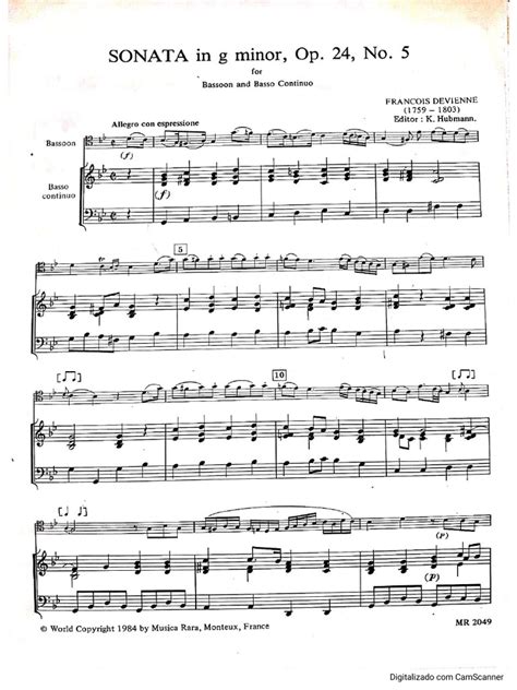 Bassoon Sonata In G Minor N 5 François Devienne Pdf