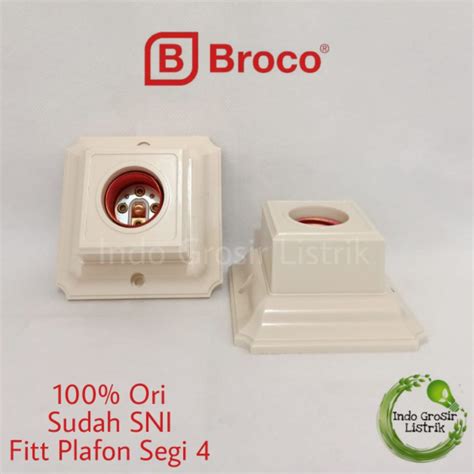 Jual Fitting Plafon Segi 4 Broco Rumah Lampu Kotak Cream Fitting Lampu