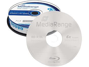 MediaRange Blue Ray Rohlinge Blu Ray Rohling BD R Dual Layer 50 GB 6x