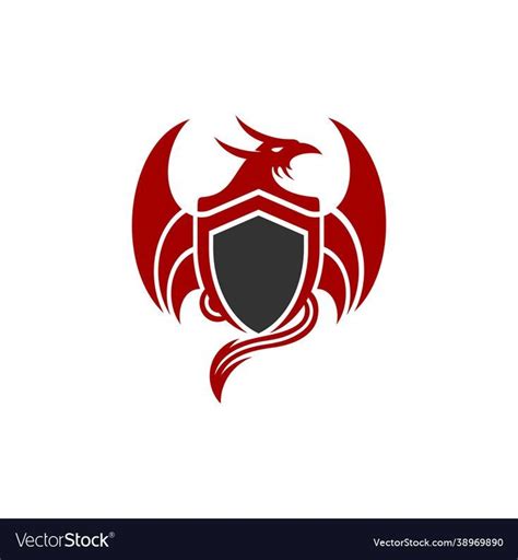 Dragon shield logo design vector image | Dragon shield, Shield icon, Logo design