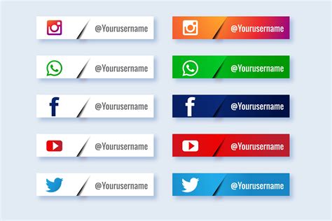 Popular Social Media Lower Third Rectangle Banner Set Vector