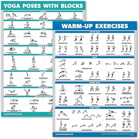 Palace Learning 2 Pack Yoga Block Poses Warm Ups Exercise Poster