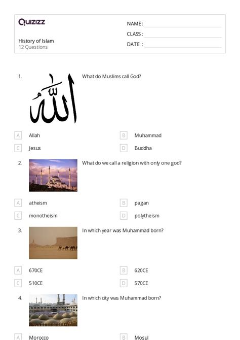 50 Origins Of Islam Worksheets For 4th Year On Quizizz Free And Printable