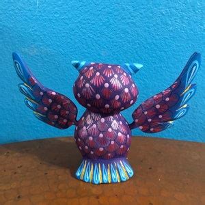 Hand Carved Wood Alebrije Owl By Michelle Fuentes Etsy