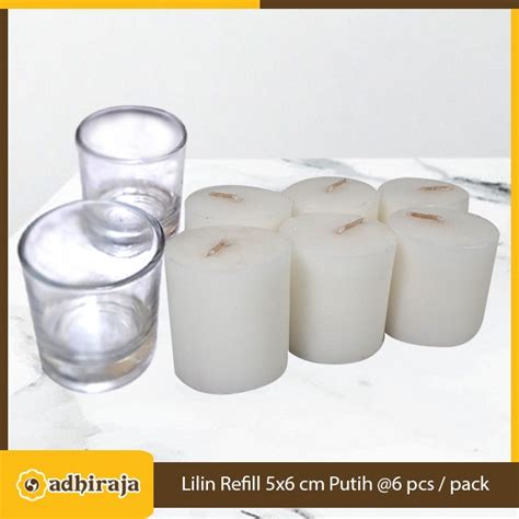 Jual Lilin Refil Putih Gelas Candle Stearin Wax Isi Ulang 5x6 Cm 6