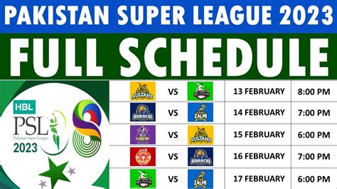 Psl Schedule Announced Full Schedule Of Pakistan Super League