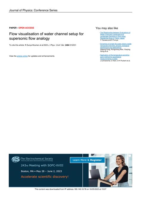 (PDF) Flow visualisation of water channel setup for supersonic flow analogy