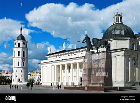 Cathedral in Cathedral square in the old town of Vilnius Lithuania ...