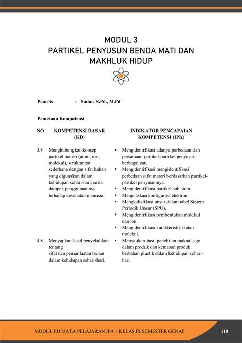 Modul 3 Pembelajaran 1 Partikel Penyusun Benda Mati Dan Makhluk Hidup Pdf