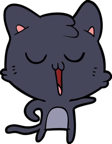 Gato De Dibujos Animados Cantando 12543779 Vector En Vecteezy