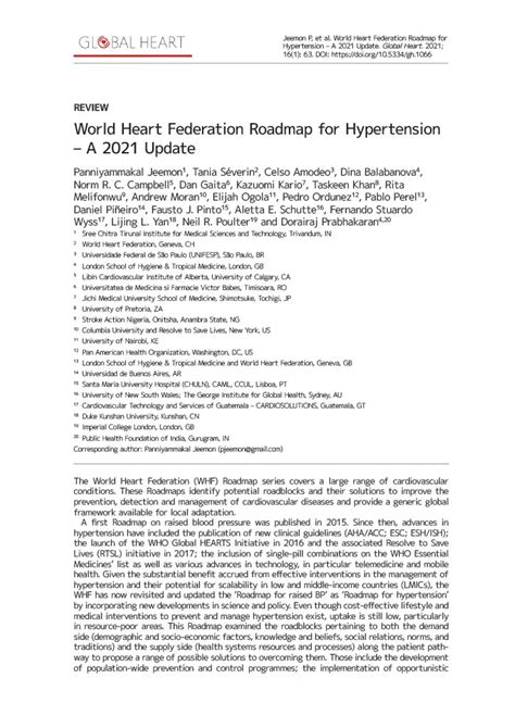 Whf Roadmap For Hypertension World Heart Federation