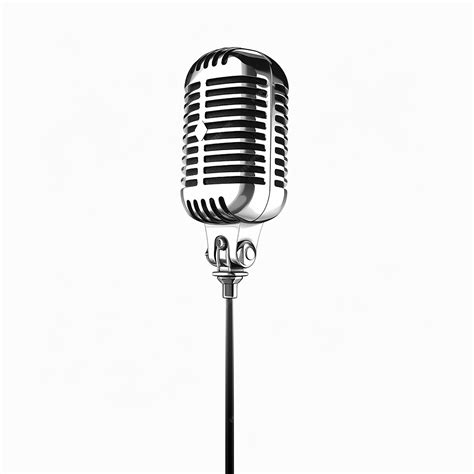 Microphone Hanging from Ceiling on White Background | Premium AI