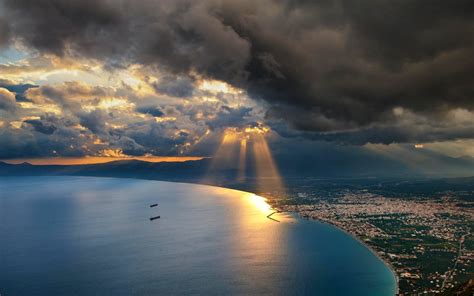 Sunlight Landscape Mountains Sunset Sea Cityscape Bay