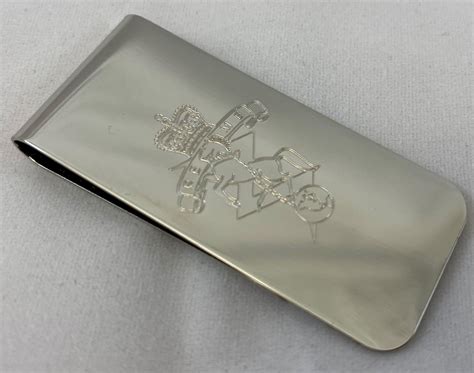 High Polish Chrome Money Clip Engraved With Military Crest