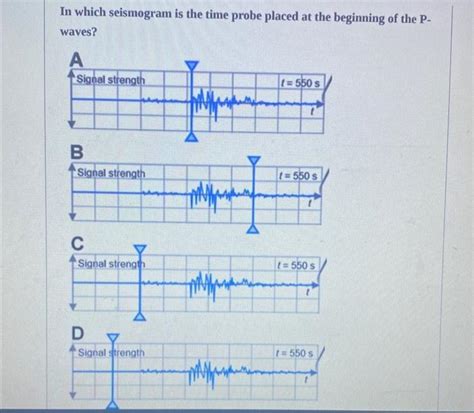 Solved In Which Seismogram Is The Time Probe Placed At The Chegg