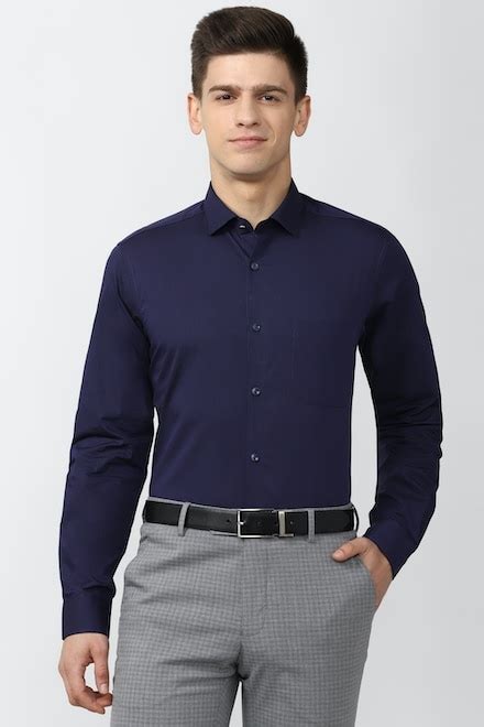 Buy Men Blue Regular Fit Formal Full Sleeves Formal Shirt Online