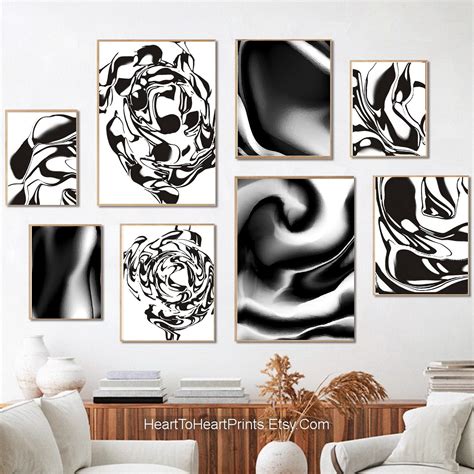 Black and White Minimalist Abstract PRINTABLE Wall Art Set of - Etsy