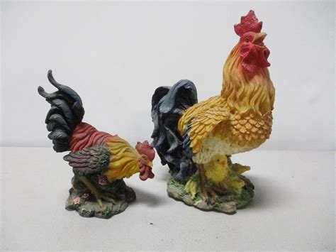 Pair Of Resin Roosters EstateSales Org