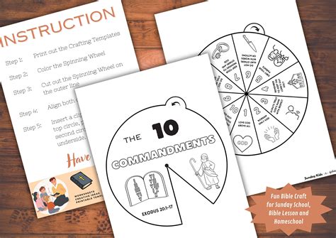 The Ten Commandments Bible Coloring Wheel Craft English Printable Bible Activity Sunday School