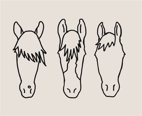 Custom Horse Outline Drawing, Horse Face Outline Drawing, Horse ...