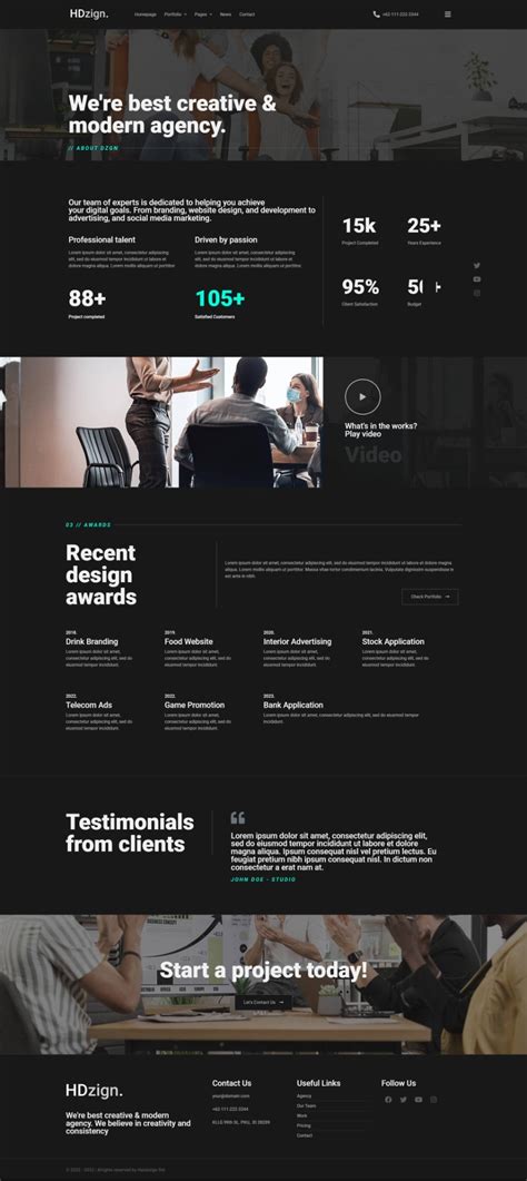 HDzign Dark Digital Agency Elementor Template Kit By Haidezign