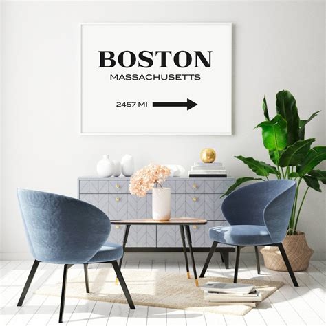 Boston Print Boston Wall Art Us City Print Massachusetts Wall Etsy