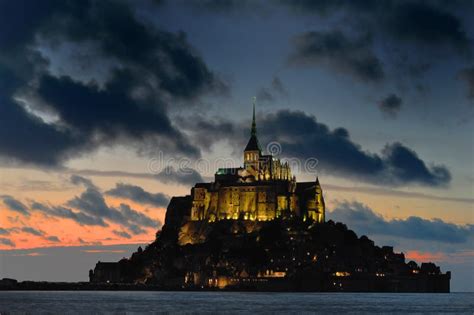 Mont St Michel at night stock photo. Image of dusk, europe - 17981264