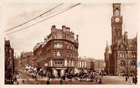 Bradford England Town Hall Square Real Photo Antique Postcard J60355 - Mary L. Martin Ltd. Postcards