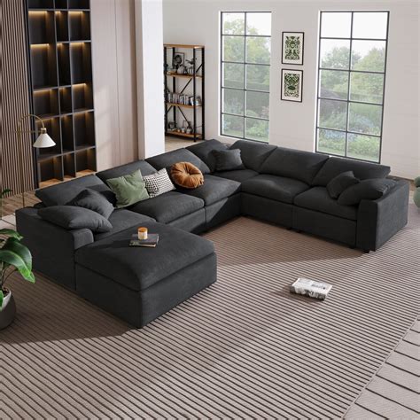 Sectional Sofa L-shaped Sleeper Sofa with Ottoman Chaise Lounge, Modul ...